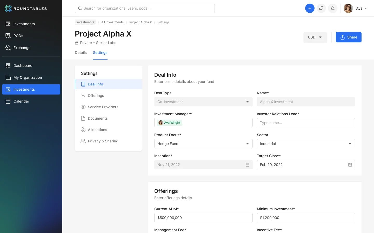 Deal detail and collaboration screen
