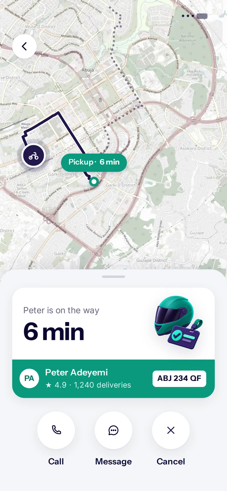 Rider assigned screen